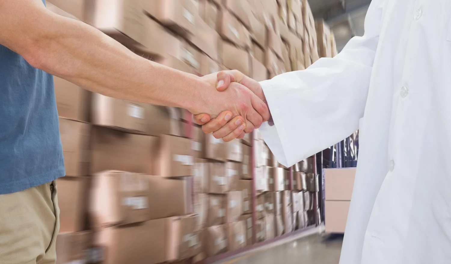 Two person shaking hands in inventory