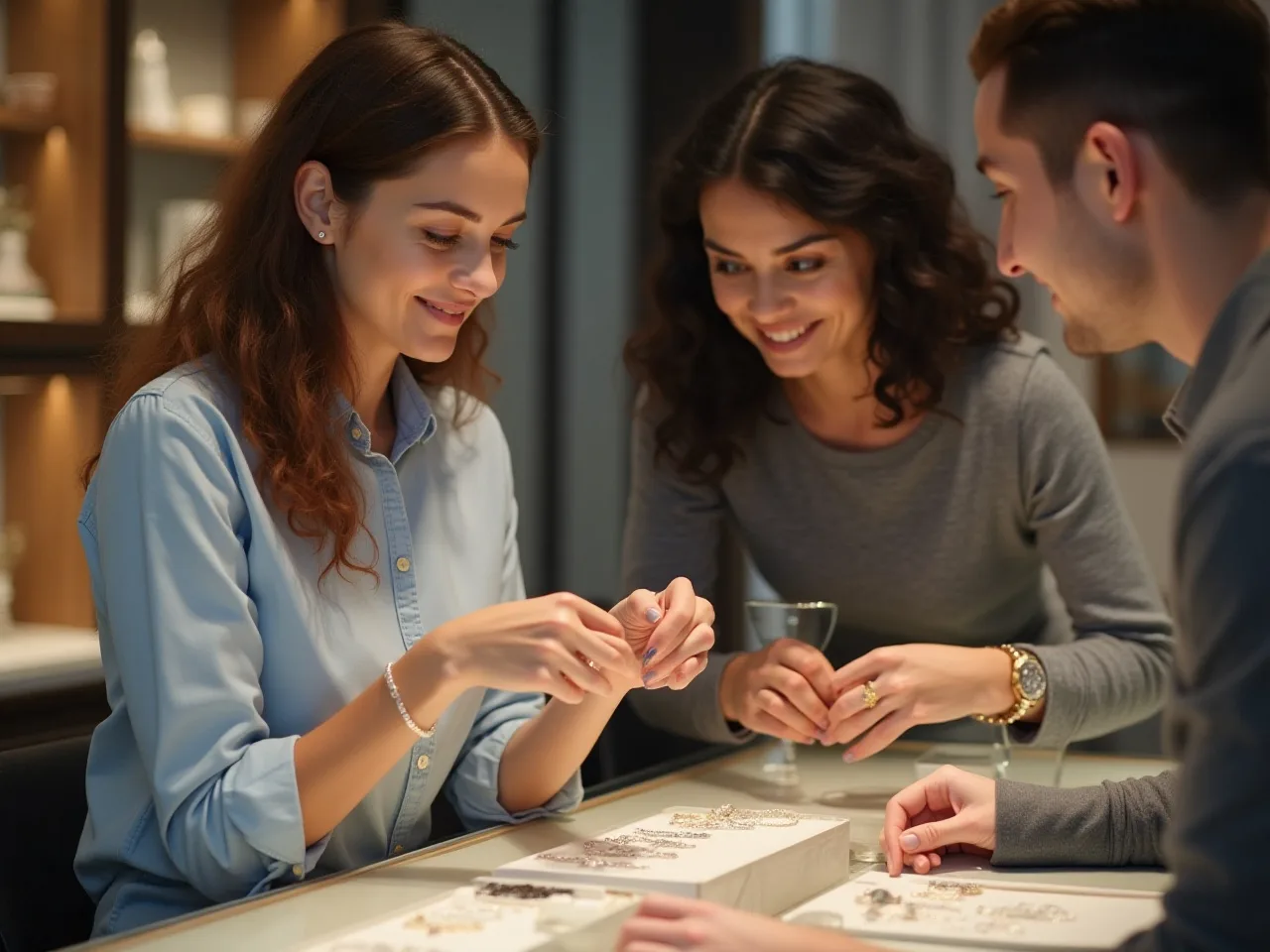 Sales person with clients