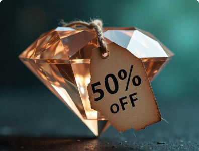 Diamond with crack on it with discount tag