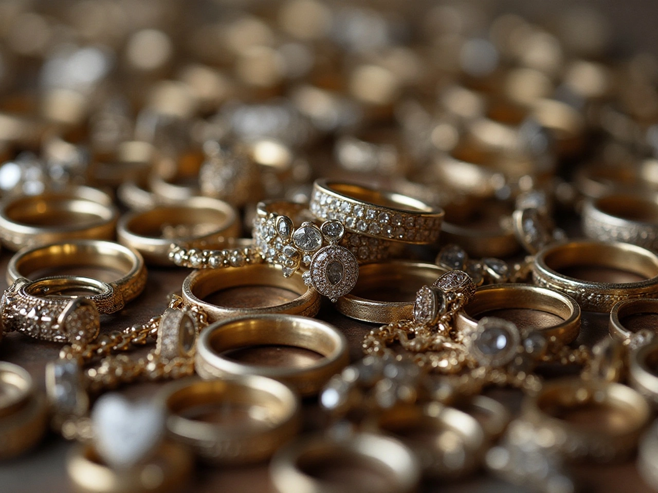 stack of similiar looking finger ring jewellery