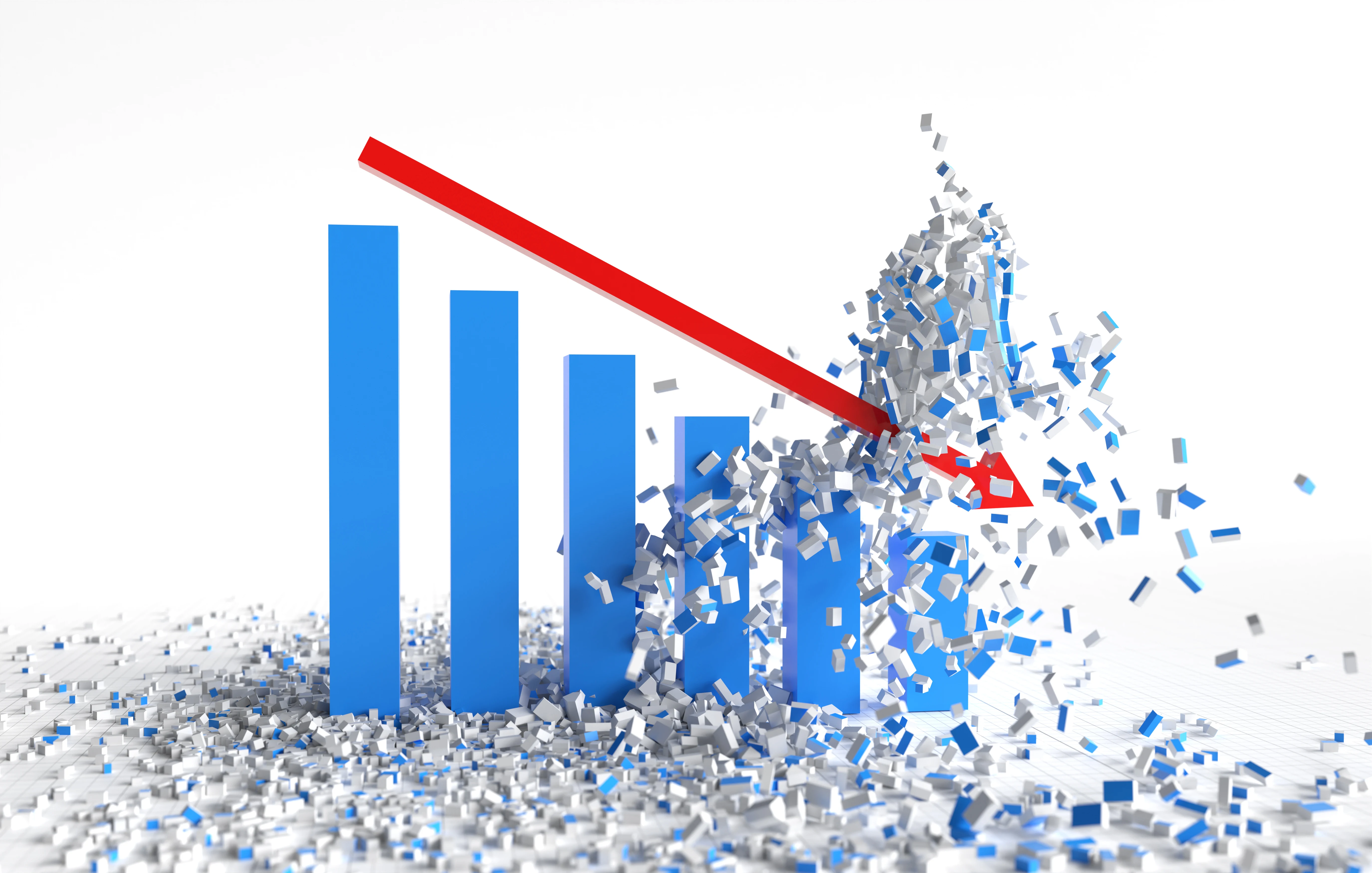 graph going down has red arrow