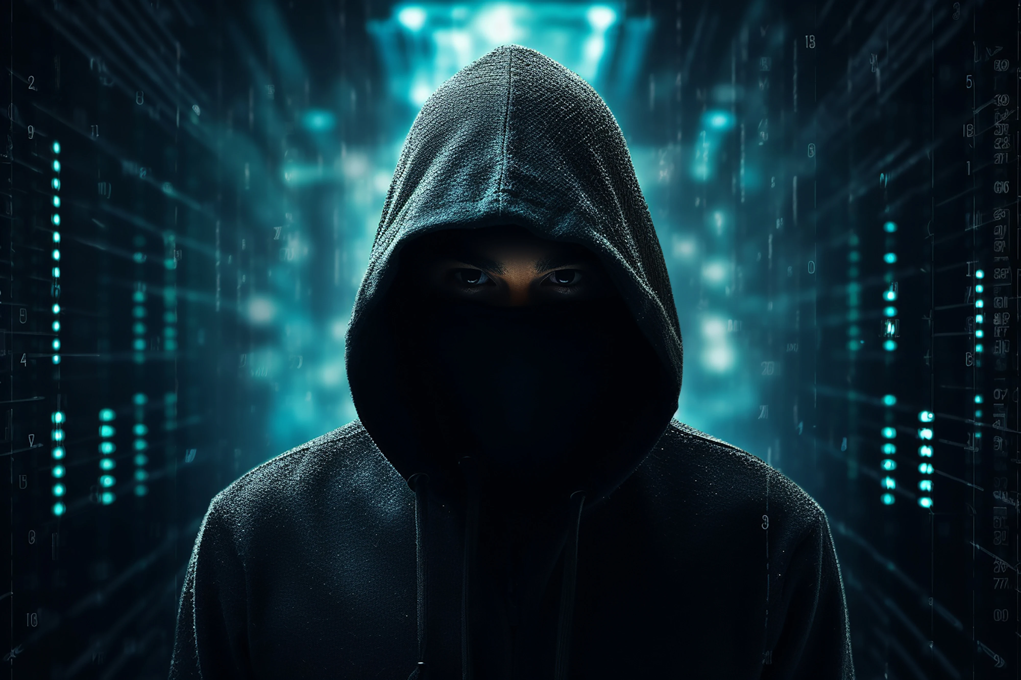 Hacker with digital background