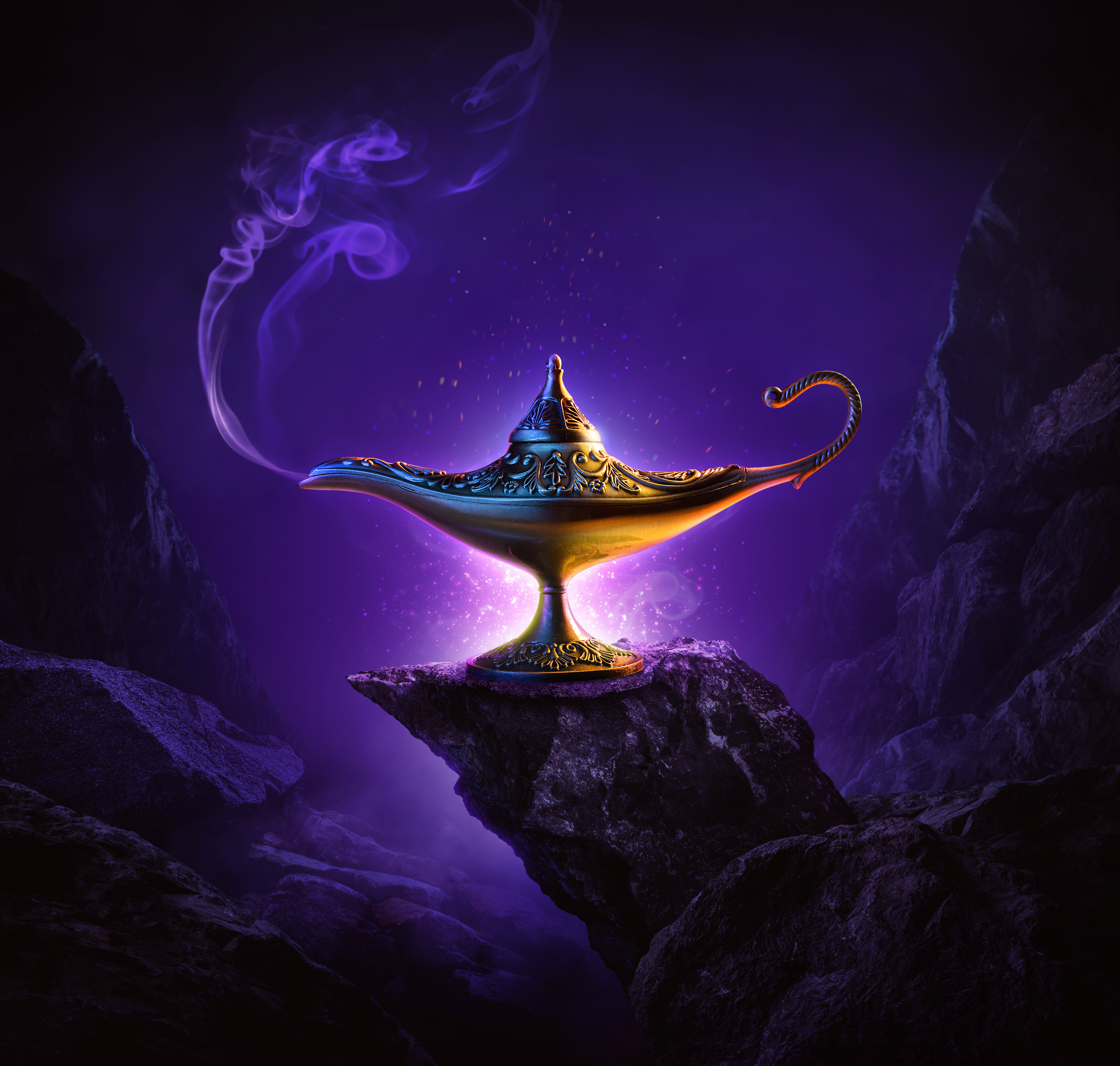 Magic lamp on a rock