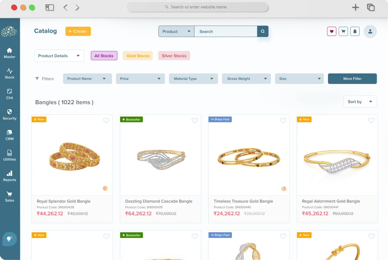ERP software of jewellery product listing