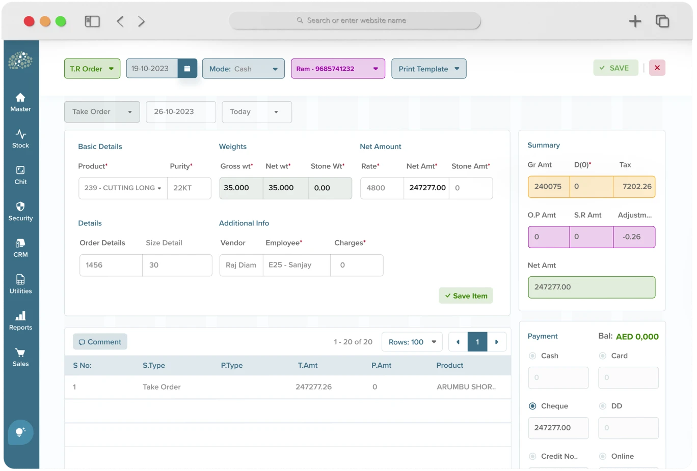 ERP Software Take Order Data