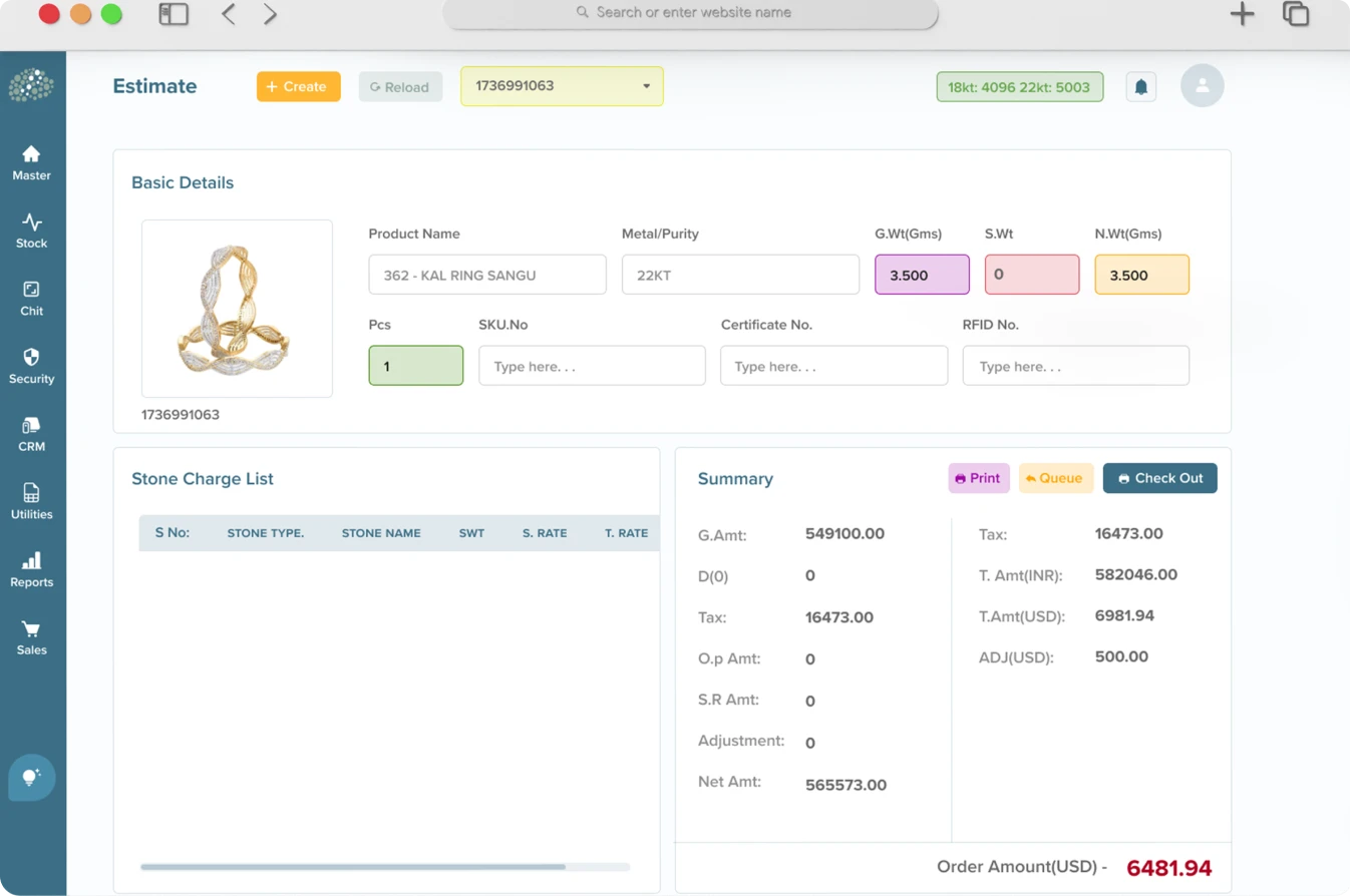 ERP Software of Estimation Data