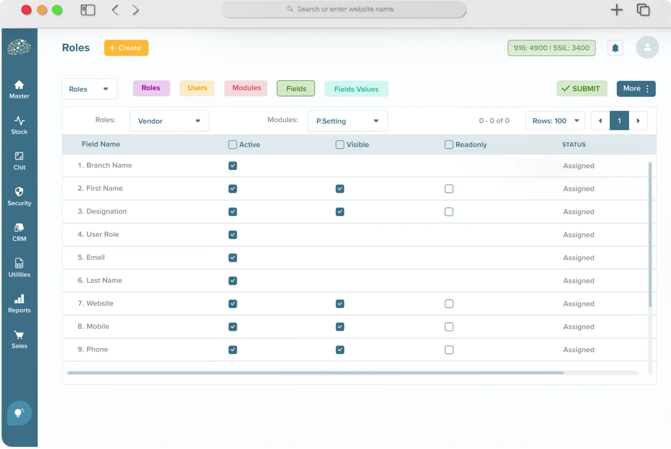 Jewellery ERP Software Role Module