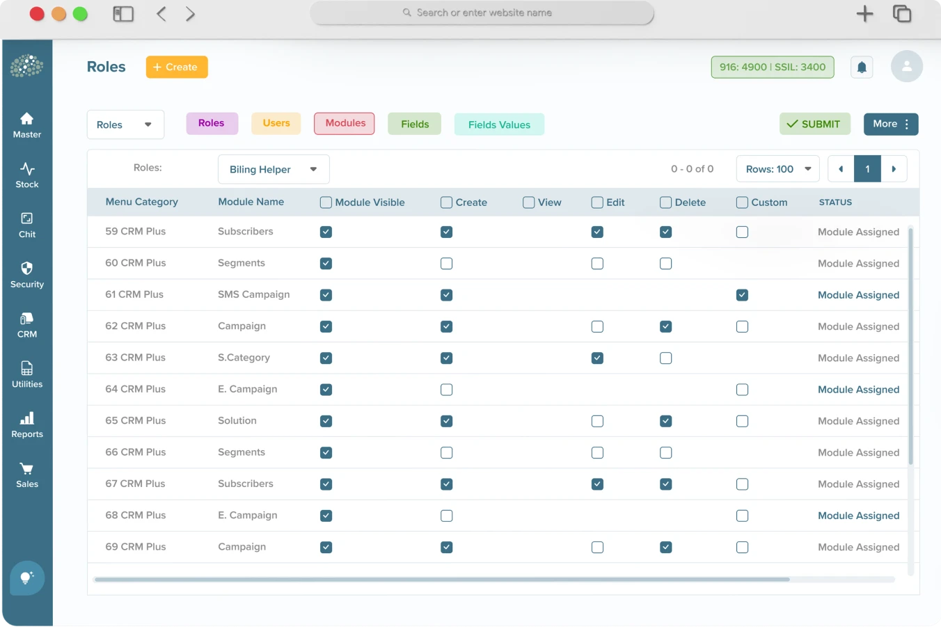 Jewellery ERP Software Role Module